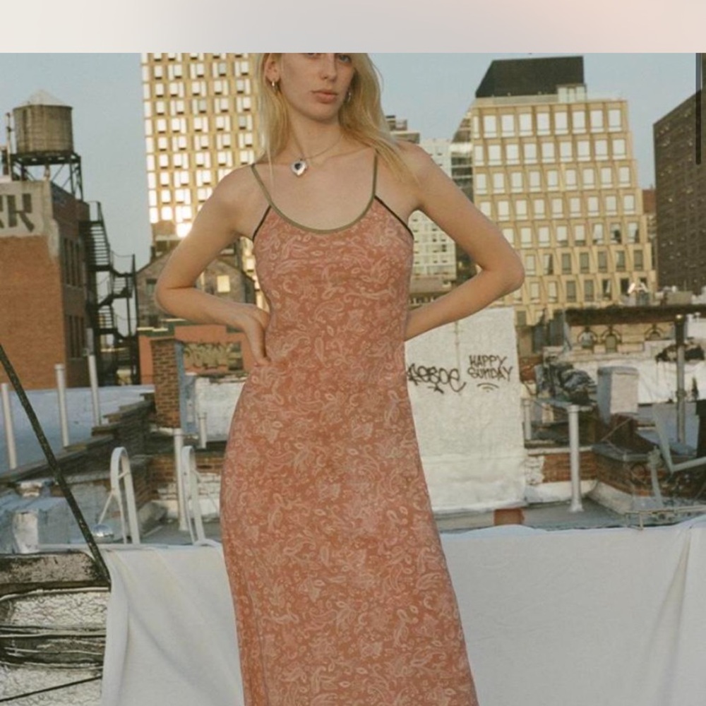 Realisation Par Orange Pink Slip Dress Midi Wedding